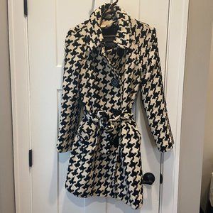 Michael Kors Woven Houndstooth Pea Coat sz 8